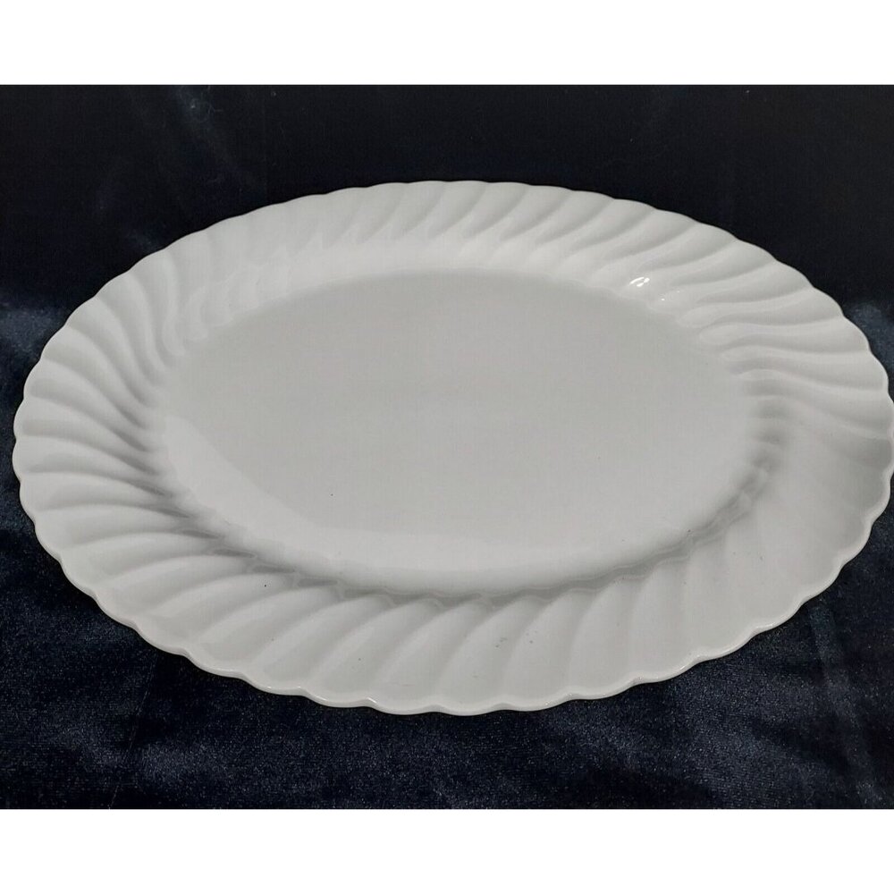 Johnson Brothers Ironstone Snow White Regency 14" Scalloped Edge Oval Platter - Picture 4 of 8